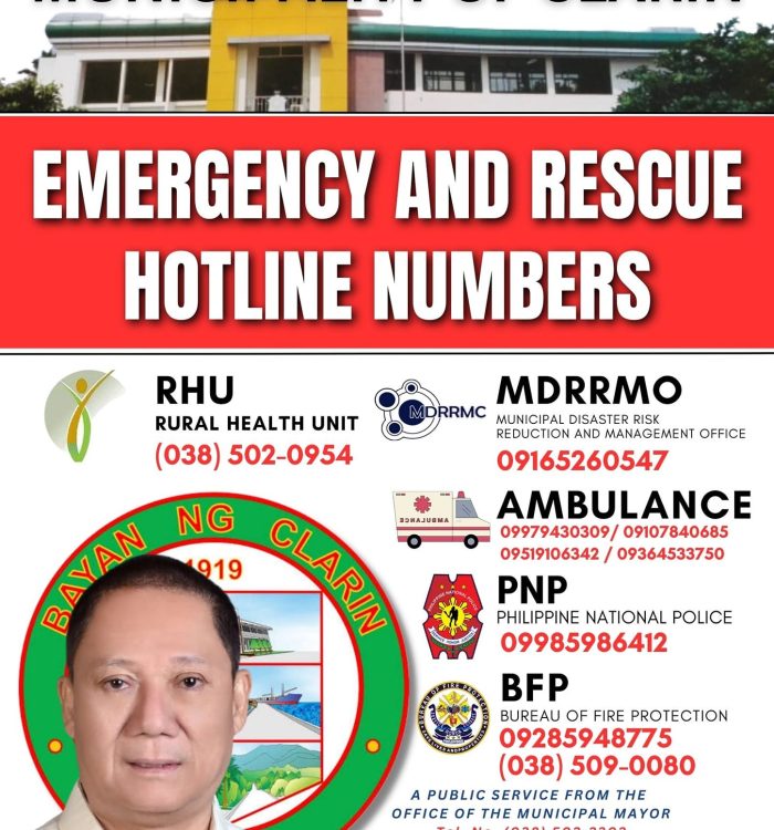 Emergency And Rescue Hotline Numbers In The Municipality Of Clarin, Bohol